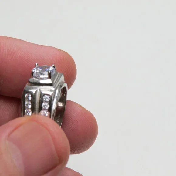 *925 Sterling Silver Diamond Men's Ring